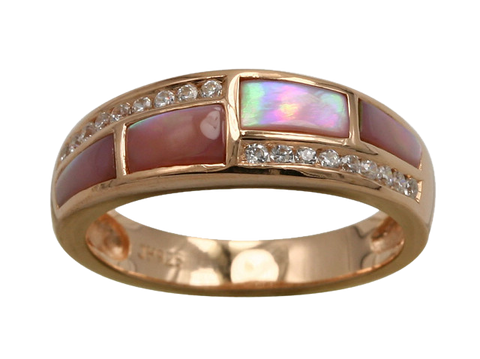 PINK MOTHER OF PEARL INLAY RING