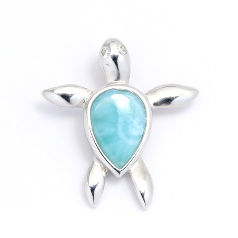LARIMAR TURTLE PENDANT