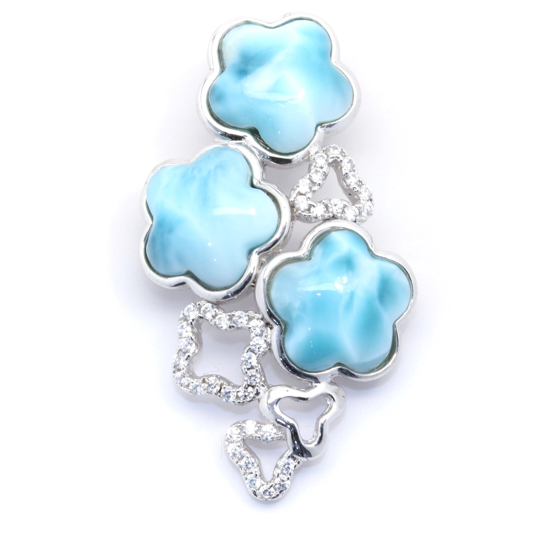 TRIPLE FLOWER LARIMAR PENDANT