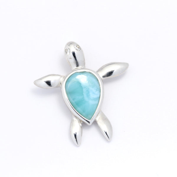 LARIMAR TURTLE PENDANT