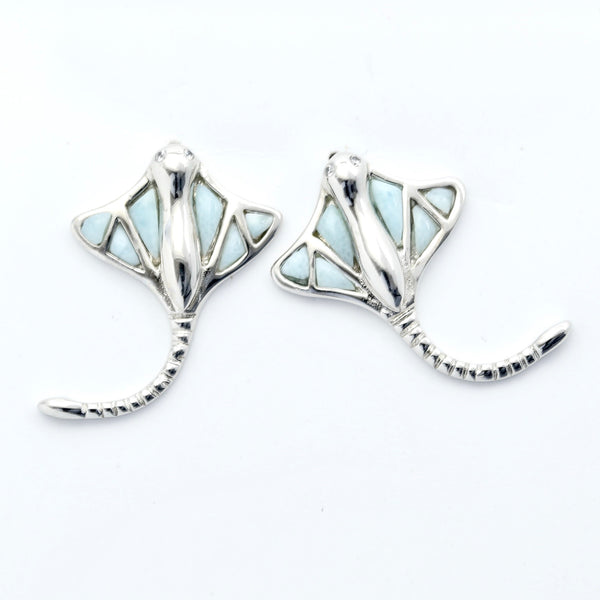 LARIMAR STINGRAY SHAPE EARRINGS