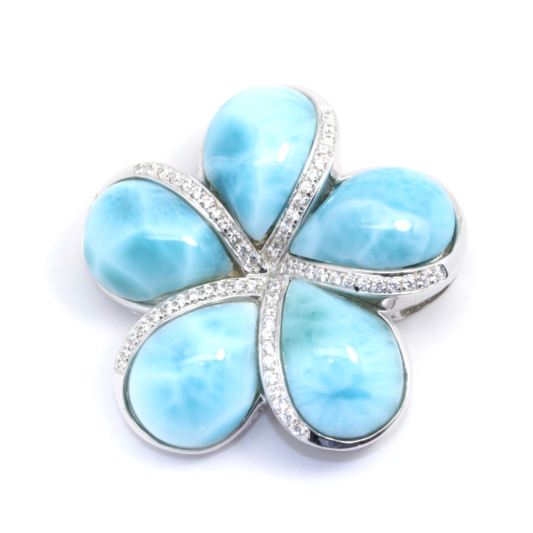 FLOWER INLAY LARIMAR PENDANT