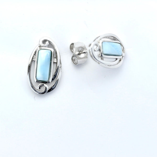 LARIMAR RECTANGLE SHAPE EARRINGS