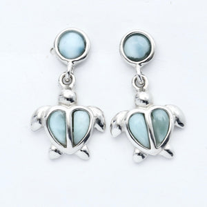 LARIMAR TURTLE SHAPE EARRINGS