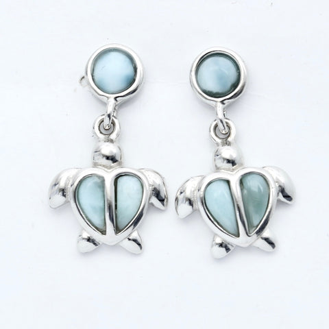 LARIMAR TURTLE SHAPE EARRINGS