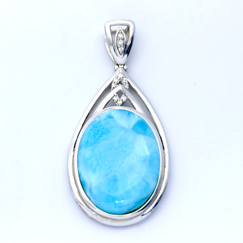 STATEMENT LARIMAR OVAL PENDANT