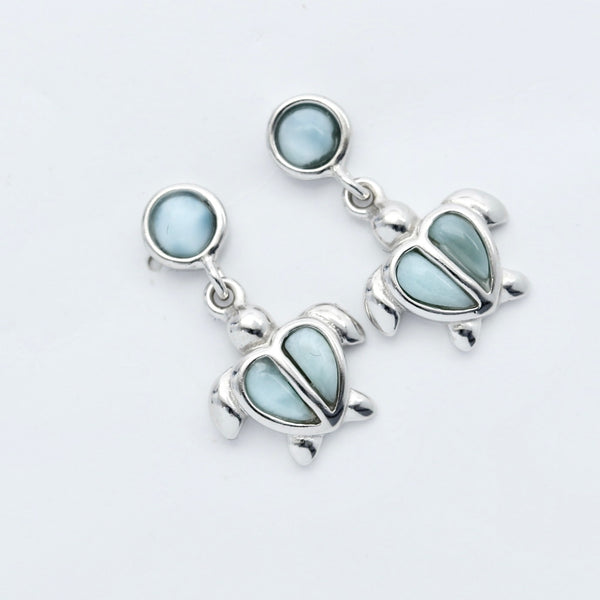LARIMAR TURTLE SHAPE EARRINGS