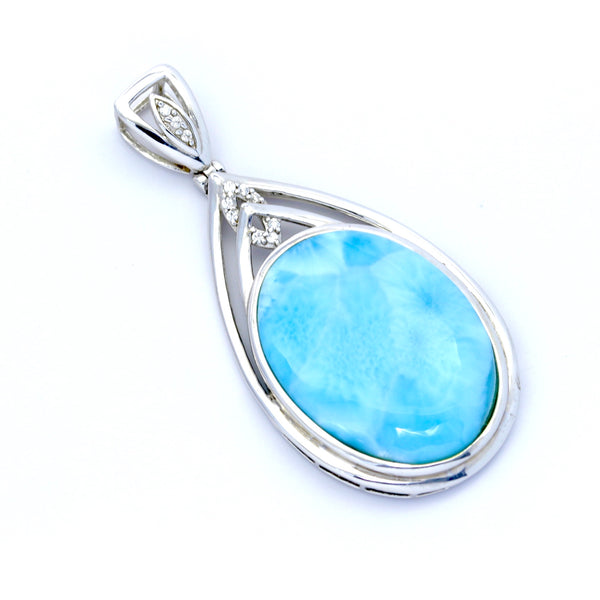STATEMENT LARIMAR OVAL PENDANT