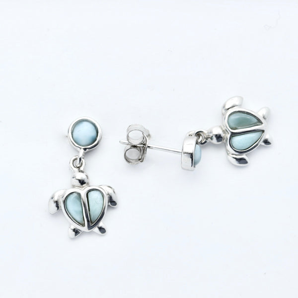 LARIMAR TURTLE SHAPE EARRINGS