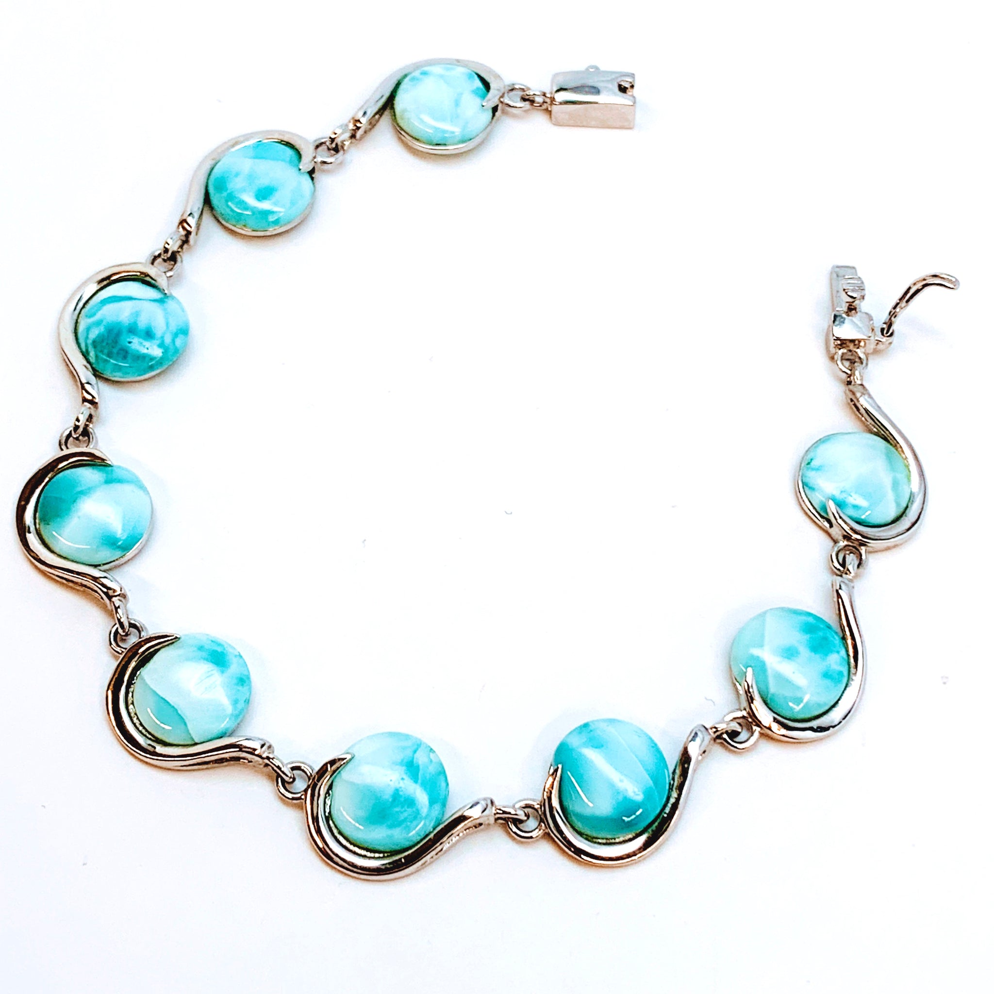 Larimar Beads Bracelet Reiki Healing Crystal Chakra Aura