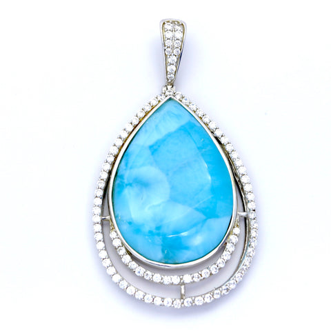 BEAUTIFUL LARIMAR PEAR SHAPE PENDANT