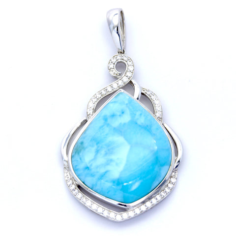 STUNNING LARIMAR PEAR SHAPE PENDANT