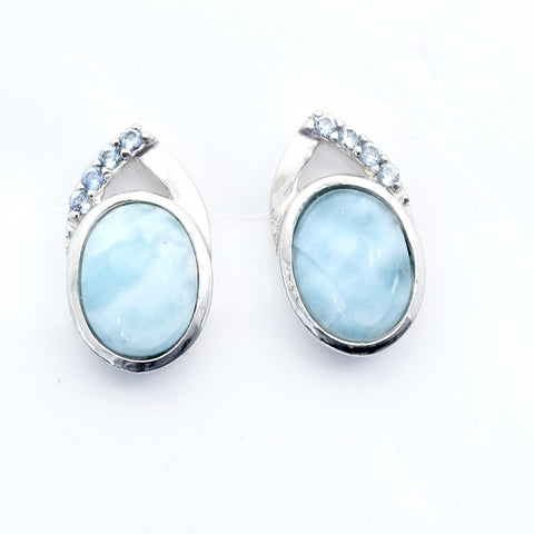 LARIMAR OVAL SHAPE EARRINGS