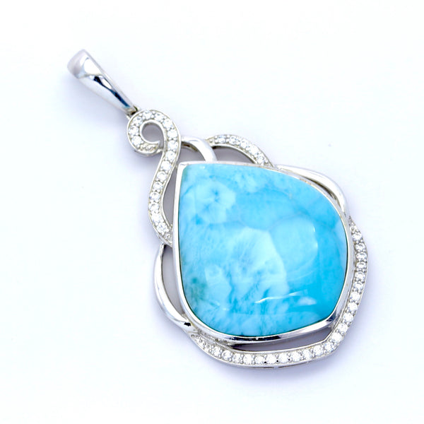 STUNNING LARIMAR PEAR SHAPE PENDANT