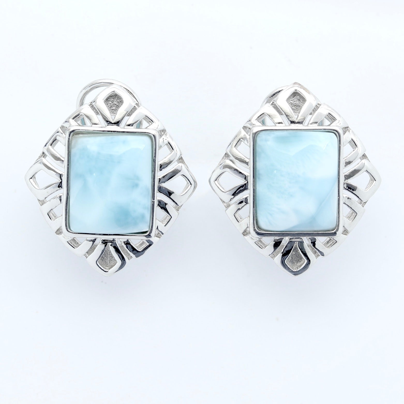 LARIMAR SQUARE SHAPE EARRINGS