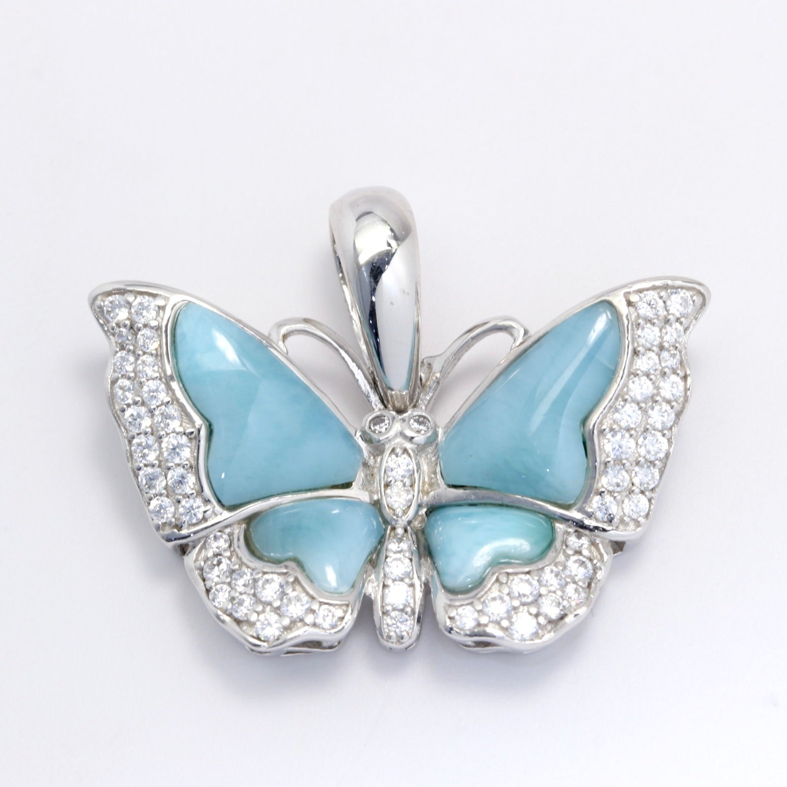 STATEMENT BUTTERFLY INLAY LARIMAR PENDANT