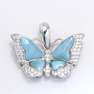 STATEMENT BUTTERFLY INLAY LARIMAR PENDANT