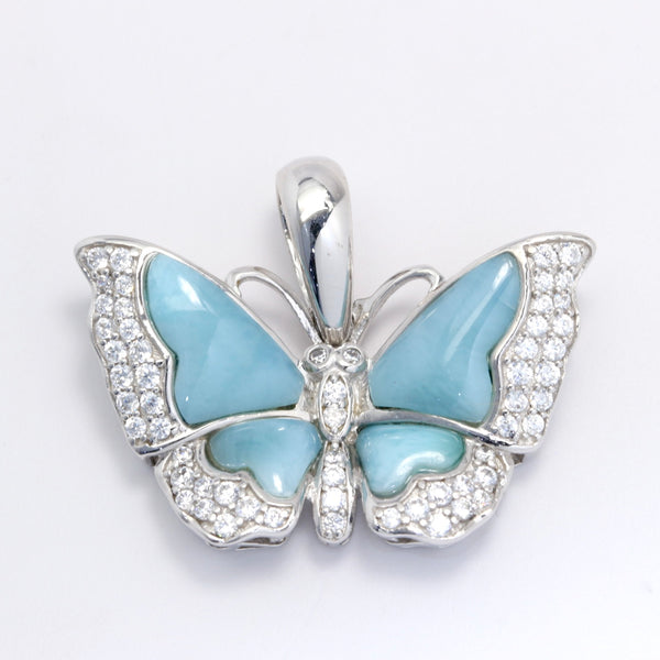 STATEMENT BUTTERFLY INLAY LARIMAR PENDANT