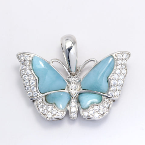 STATEMENT BUTTERFLY INLAY LARIMAR PENDANT