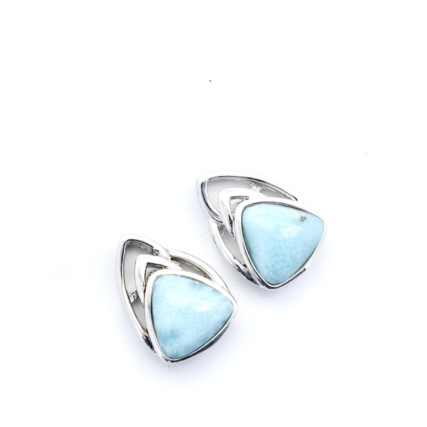 LARIMAR TRILLION SHAPE EARRINGS