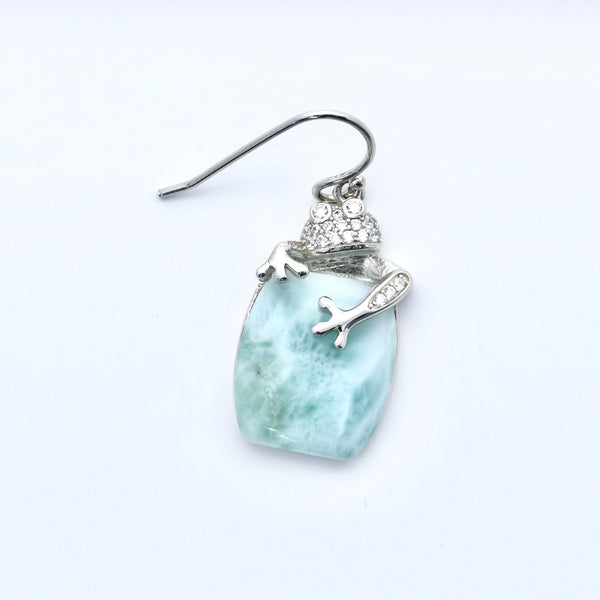 STUNNING LARIMAR PUERTO RICO COQUI FROG EARRINGS