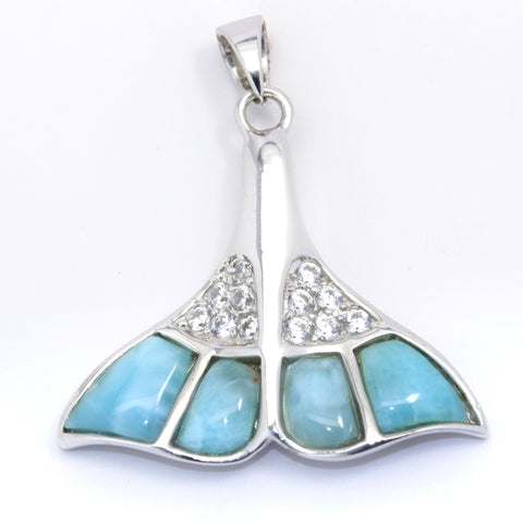 WHALE TAIL INLAY LARIMAR PENDANT