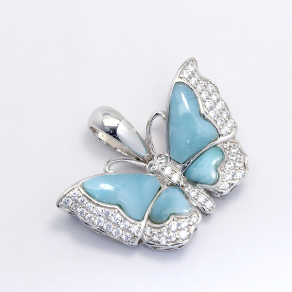 STATEMENT BUTTERFLY INLAY LARIMAR PENDANT