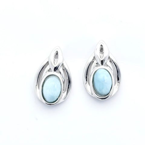 LARIMAR OVAL SHAPE EARRINGS