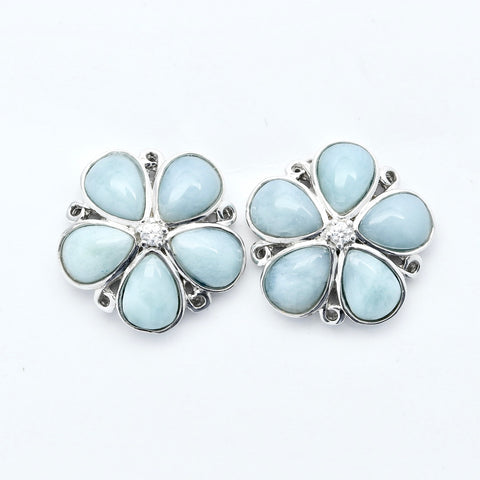 GORGEOUS LARIMAR FLOWER SHAPE EARRINGS