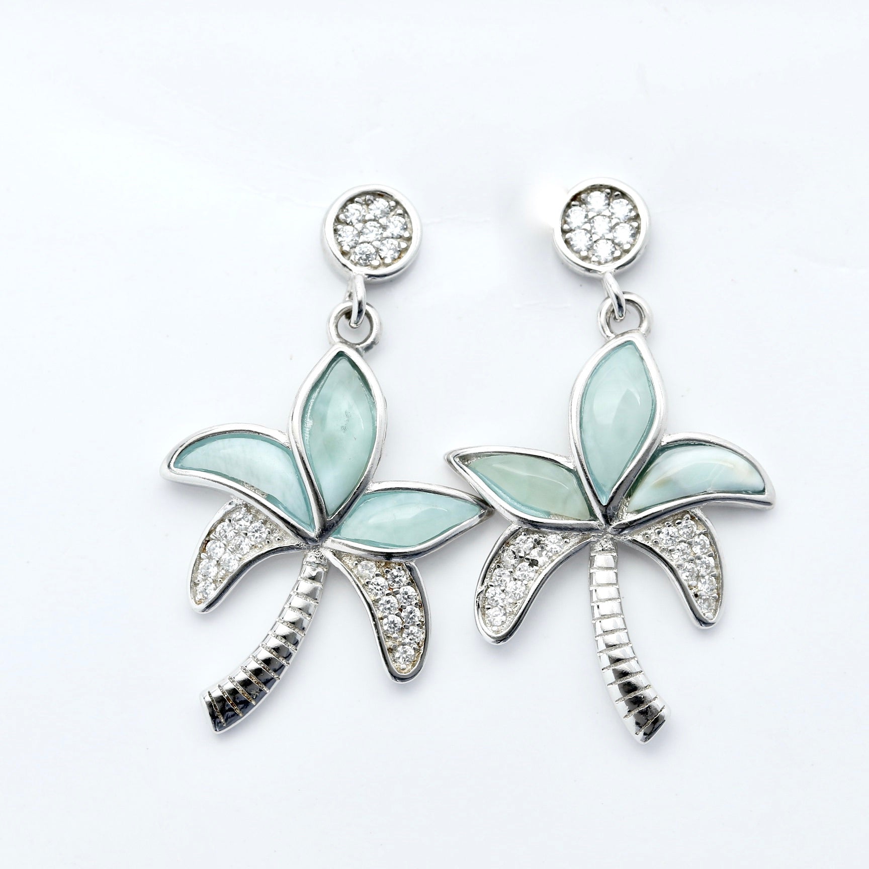 LARIMAR PALM TREE EARRINGS
