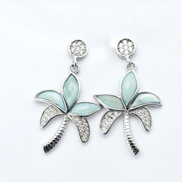 LARIMAR PALM TREE EARRINGS
