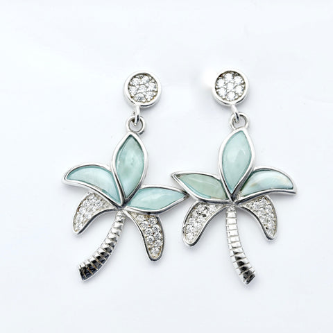 LARIMAR PALM TREE EARRINGS