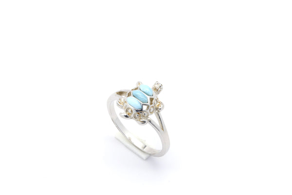 STUNNING TURTLE SHAPE LARIMAR RING