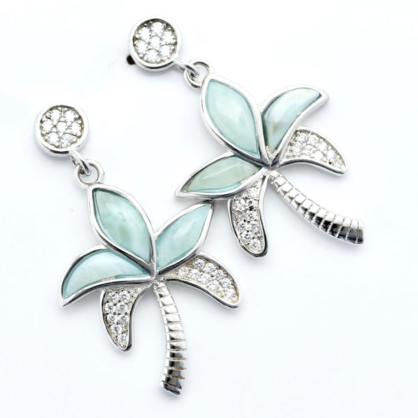LARIMAR PALM TREE EARRINGS