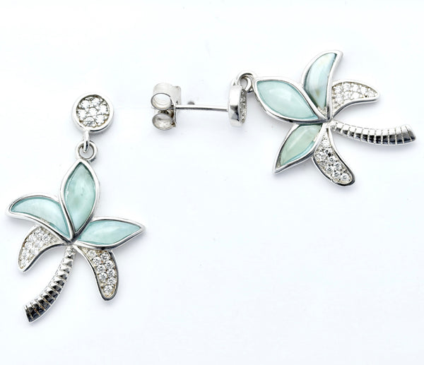 LARIMAR PALM TREE EARRINGS
