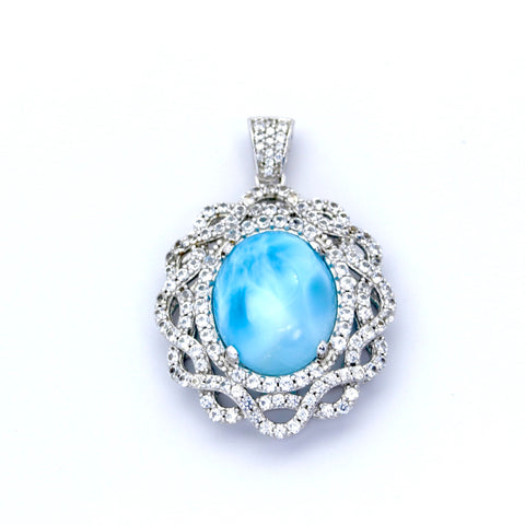 GORGEOUS LARIMAR OVAL PENDANT