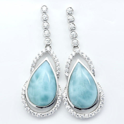 STATEMENT LARIMAR PEAR SHAPE EARRINGS