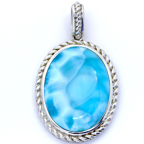 GORGEOUS LARIMAR OVAL PENDANT