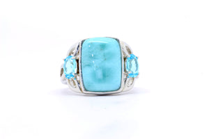 BEAUTIFUL RECTANGLE SHAPE LARIMAR RING