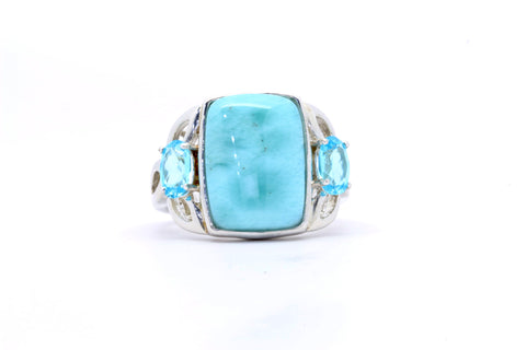 BEAUTIFUL RECTANGLE SHAPE LARIMAR RING