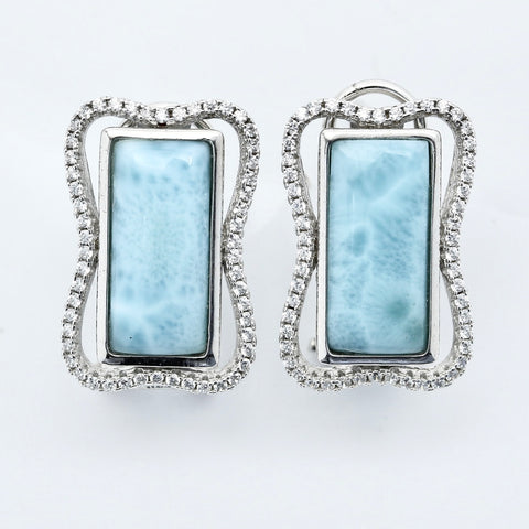 STUNNING LARIMAR RECTANGLE EARRINGS
