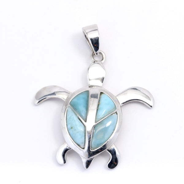TURTLE INLAY LARIMAR PENDANT