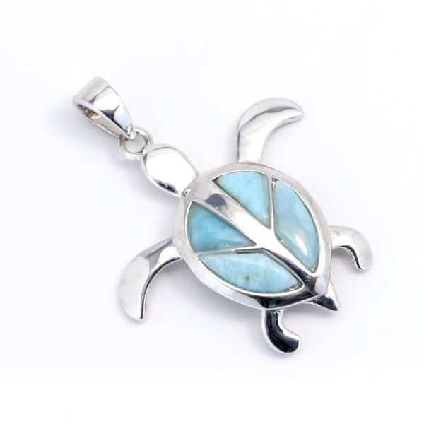 TURTLE INLAY LARIMAR PENDANT