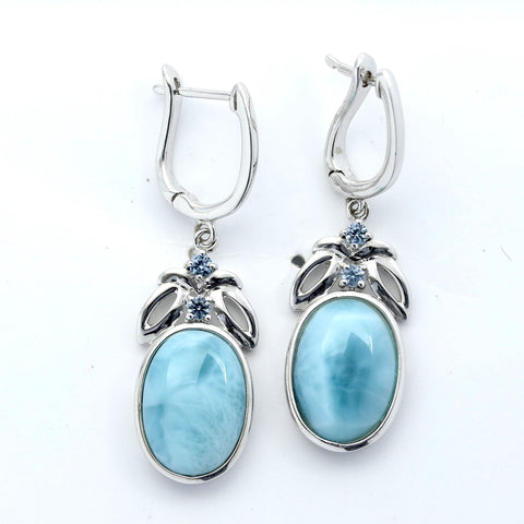 STATEMENT LARIMAR OVAL SHAPE EARRINGS