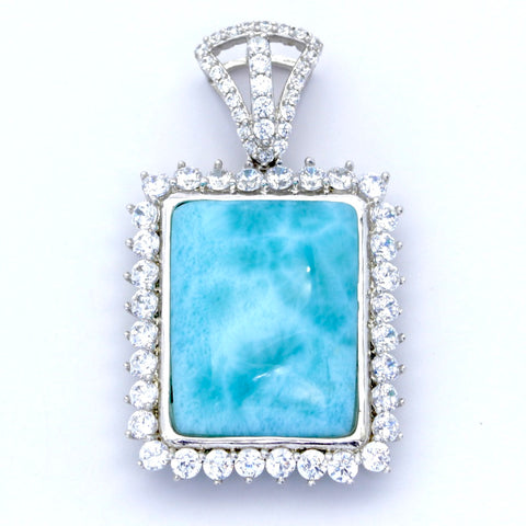 STATEMENT LARIMAR RECTANGLE PENDANT