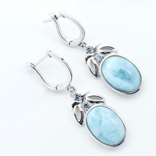 STATEMENT LARIMAR OVAL SHAPE EARRINGS
