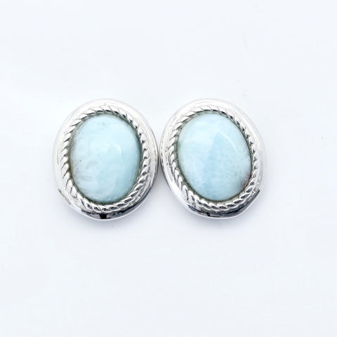 LARIMAR OVAL SHAPE EARRINGS
