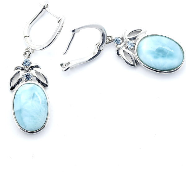 STATEMENT LARIMAR OVAL SHAPE EARRINGS