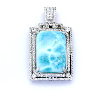 BEAUTIFUL LARIMAR RECTANGLE PENDANT