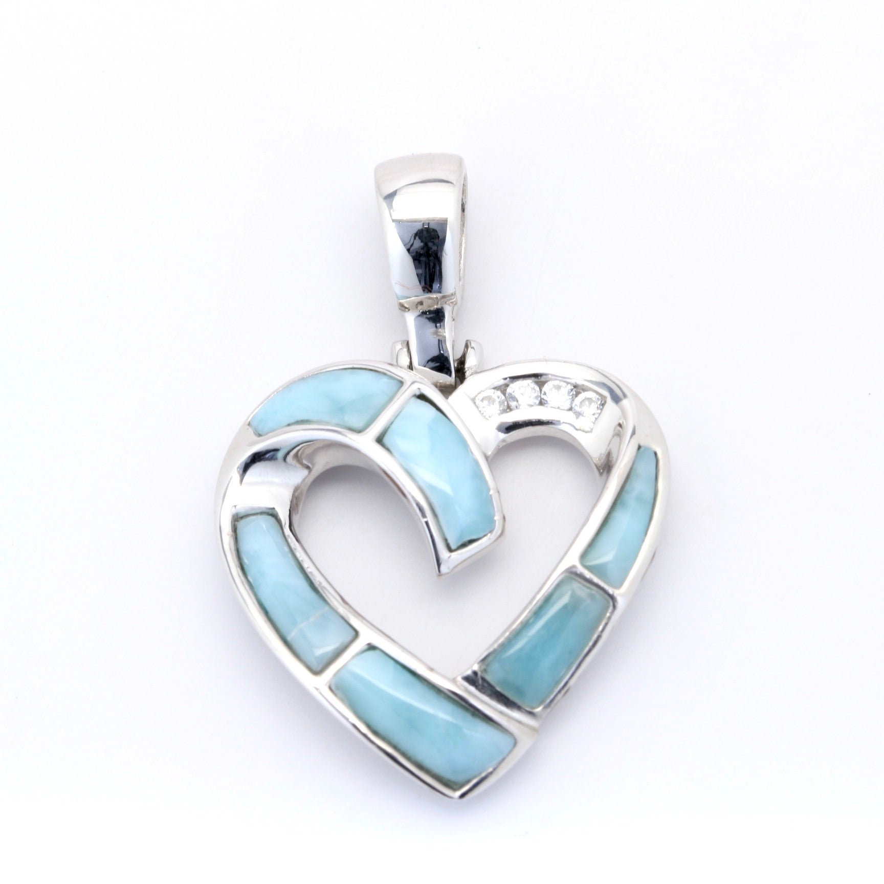 STATEMENT HEART INLAY LARIMAR PENDANT
